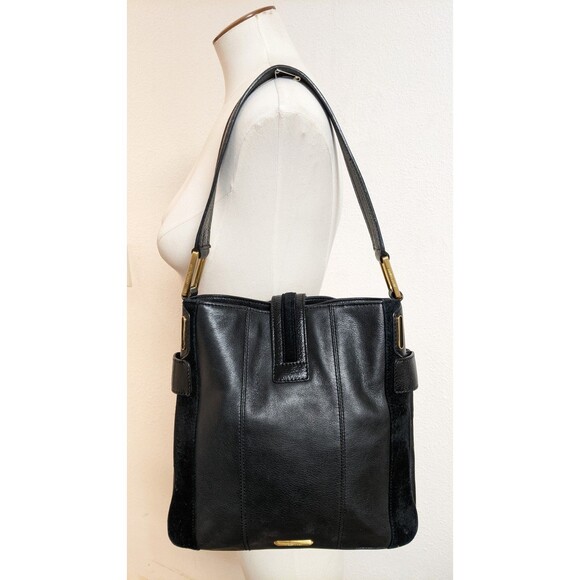 Jill Stuart Black Pebbled Leather & Suede Shoulder Handbag/Purse GORGEOUS! - Picture 2 of 16